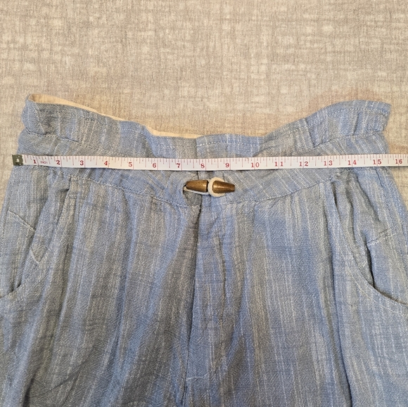 Light Blue Free People Paper Bag Linen Blend Pants Size M - Picture 7 of 12